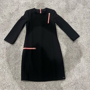 Armani Exchange Black Shift Mini Dress Pink Zipper Made In Italy Women’s US 0